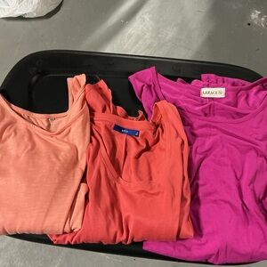 LARA Women's Vibrant Pink and Orange Tank Tops